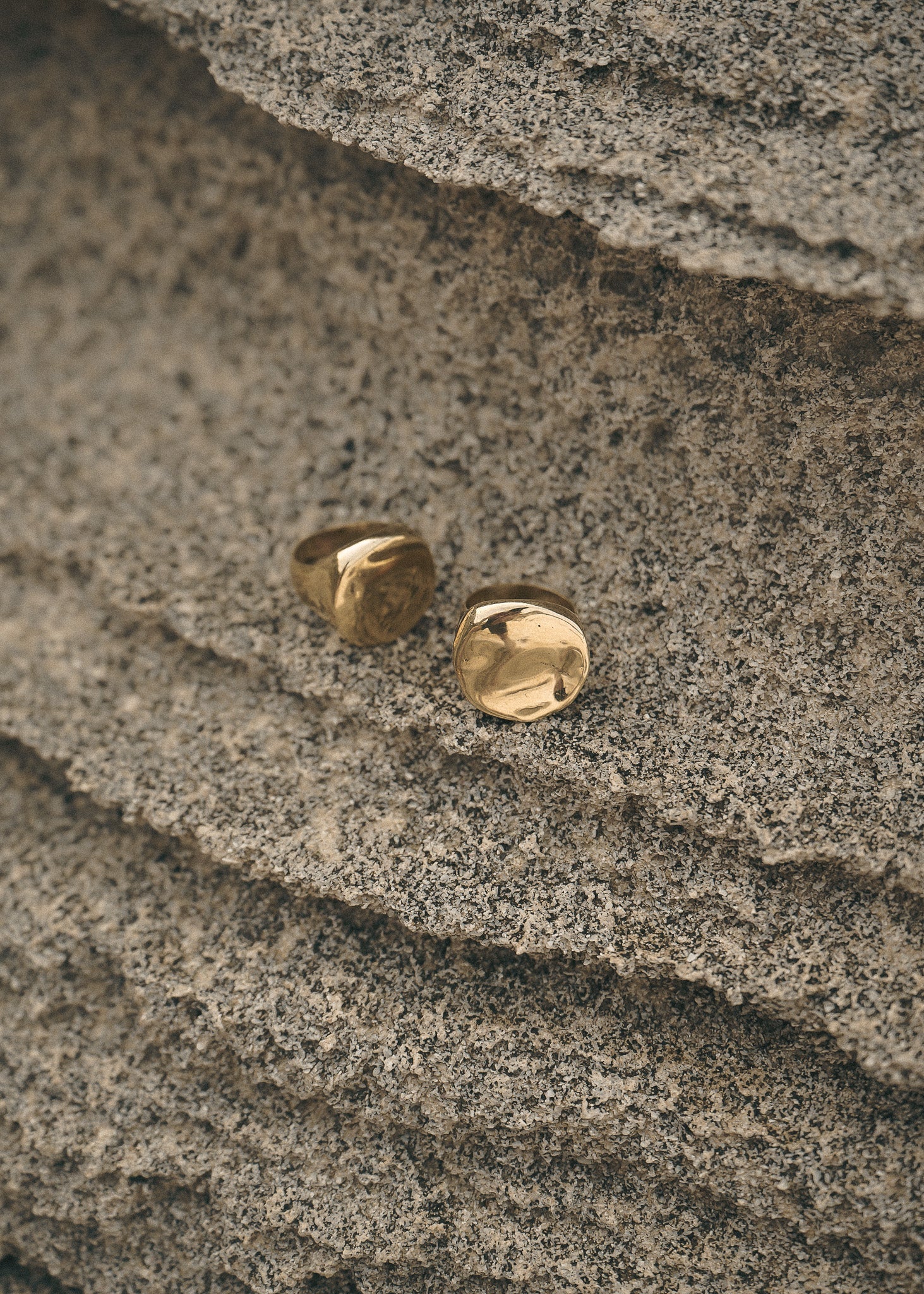 organic brass ring with 9k gold infused and textured design
