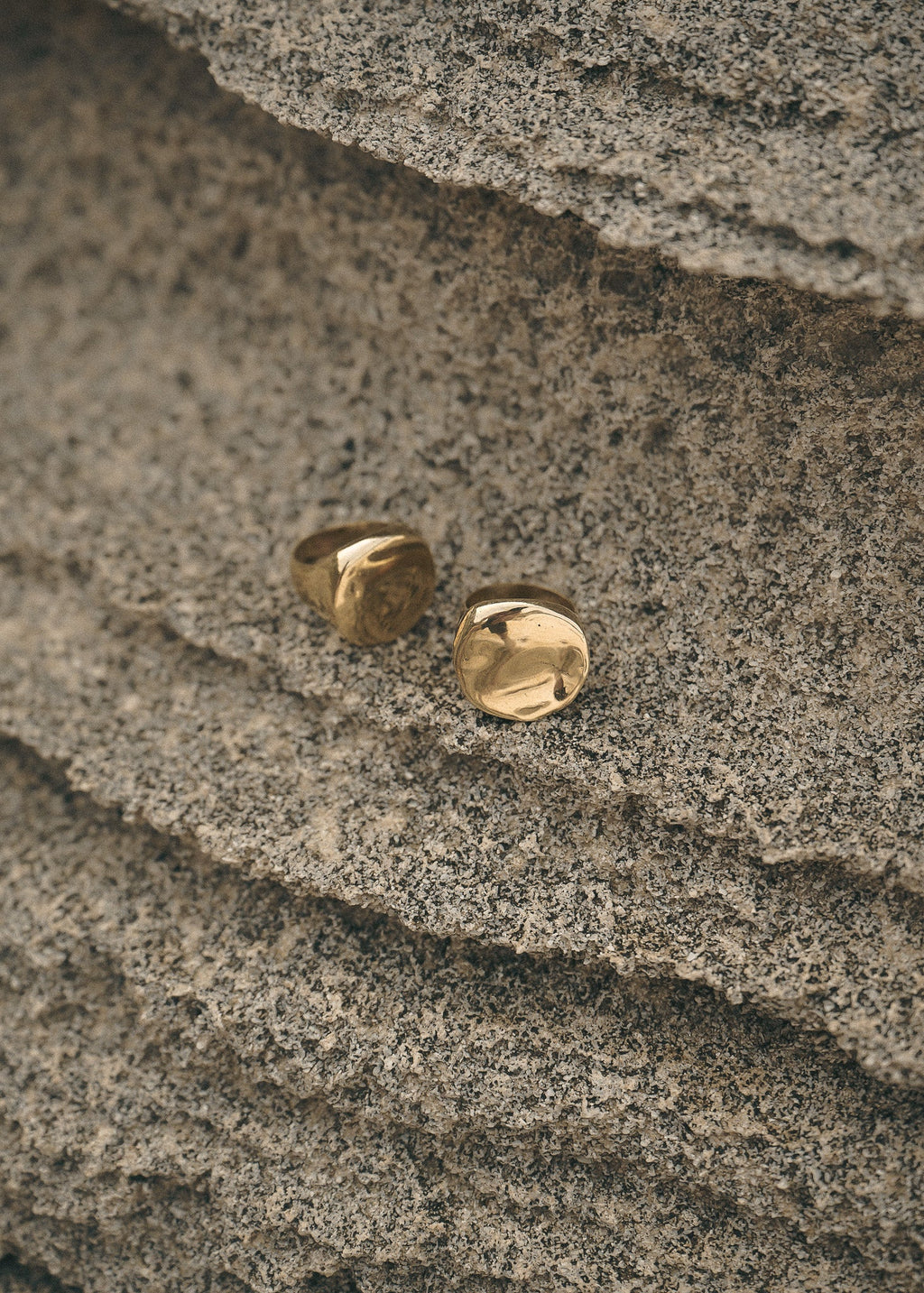 organic brass ring with 9k gold infused and textured design